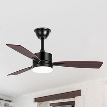 42-Inch Modern Ceiling Fan with LED Light, Reversible 3-Blade Dual Finish, Remote, 2 Downrods