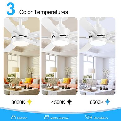 42-In Color-Changing Integrated LED Ceiling Fan with Light, 5 Blades, Remote Control, Quiet DC Motor