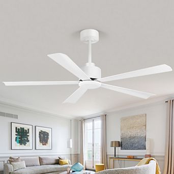 52-Inch Modern Indoor Ceiling Fan without Light, 5 ABS Blades, 6-Speed DC Motor, Remote Control