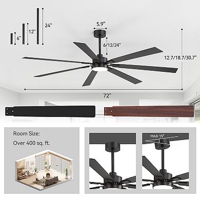 52-Inch Modern Indoor Ceiling Fan without Light, 5 ABS Blades, 6-Speed DC Motor, Remote Control