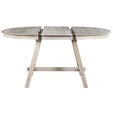 Whisen Retro Rubber Wood Dining Table Round Extendable Dining Table with Two Hidden Flip Leaves