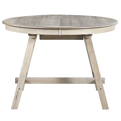 Whisen Retro Rubber Wood Dining Table Round Extendable Dining Table with Two Hidden Flip Leaves