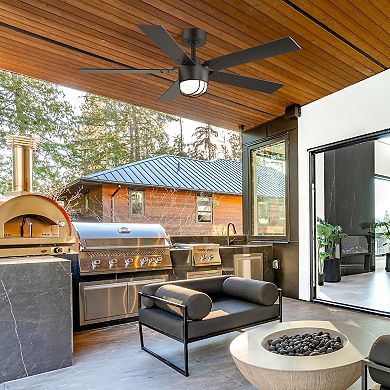 52-Inch Modern Industrial Ceiling Fan with LED Light & Remote, 5 Reversible Blades, DC Motor