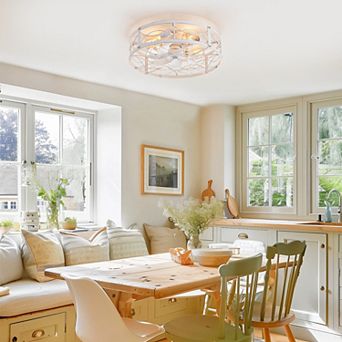 20-Inch Cage Ceiling Fan with LED Light, Remote, 7 ABS Blades, 6-Speed, Flush Mount Low Profile