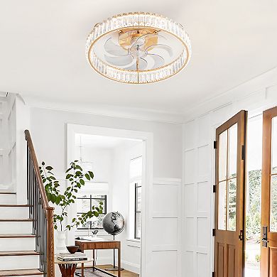 20-Inch Cage Ceiling Fan with LED Light, Remote, 7 ABS Blades, 6-Speed, Flush Mount Low Profile