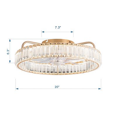 20-Inch Cage Ceiling Fan with LED Light, Remote, 7 ABS Blades, 6-Speed, Flush Mount Low Profile