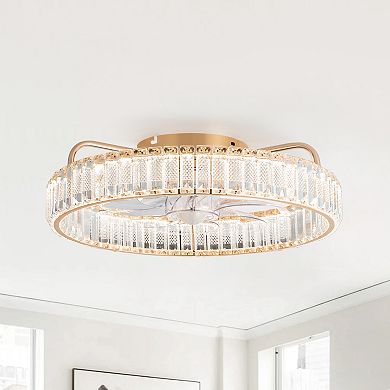 20-Inch Cage Ceiling Fan with LED Light, Remote, 7 ABS Blades, 6-Speed, Flush Mount Low Profile