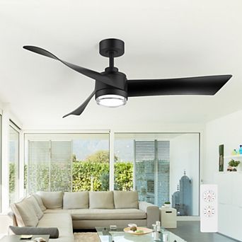 65-Inch Ceiling Fan with Light, 8 ABS Blades, 6-Speed DC Motor, Remote, Timer, 2 Downrods