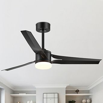 52'' Ceiling Fan with 3-Color Light, 3 ABS Blades, DC Motor, 5''&10'' Downrods, 6-Speed& Timer