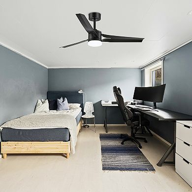 52'' Ceiling Fan with 3-Color Light, 3 ABS Blades, DC Motor, 5''&10'' Downrods, 6-Speed& Timer