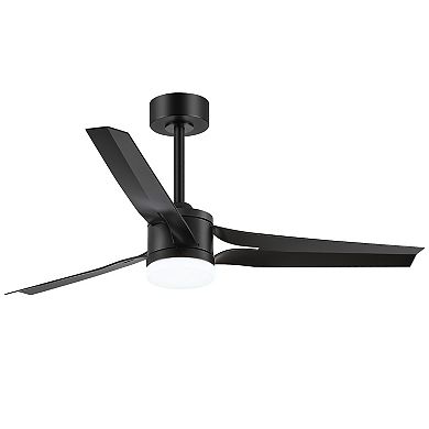 52'' Ceiling Fan with 3-Color Light, 3 ABS Blades, DC Motor, 5''&10'' Downrods, 6-Speed& Timer