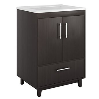 25'' W Freestanding Bathroom Vanity With Cultured Marble Sink,Soft-Close System,Easy Assembly