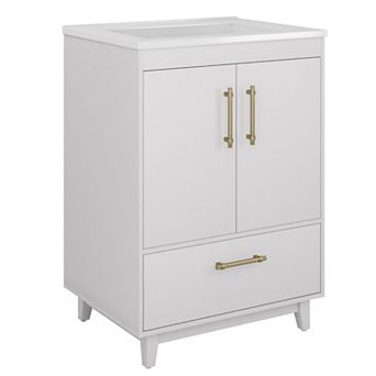 25'' W Freestanding Bathroom Vanity With Cultured Marble Sink,Soft-Close System,Easy Assembly