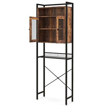 Over-The-Toilet Storage Cabinet with Heavy-Duty Metal Frame 2-door Freestanding-Rustic Brown