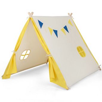 Kids Play Tent with Solid Wood Frame - Yellow