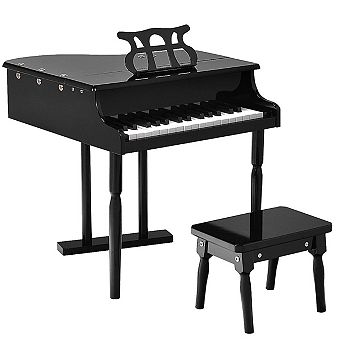 30-Key Mini Grand Piano Toy with Bench for Kids - Black