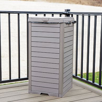 Sunnydaze Outdoor Trash Can with Lid and Drip Tray