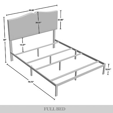 Linen Upholstered Bed With Bench