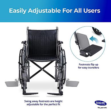 Invacare Essentials EX1 Folding Manual Wheelchair w/ Swing‑away Footrests & Desk‑Length Arms