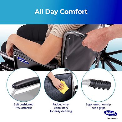 Invacare Essentials EX1 Folding Manual Wheelchair w/ Swing‑away Footrests & Desk‑Length Arms