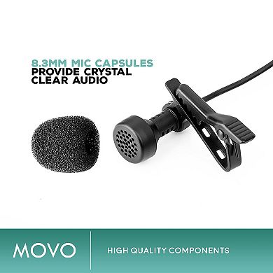 Movo LV-6 Omnidirectional XLR Lavalier Mic - Phantom Powered