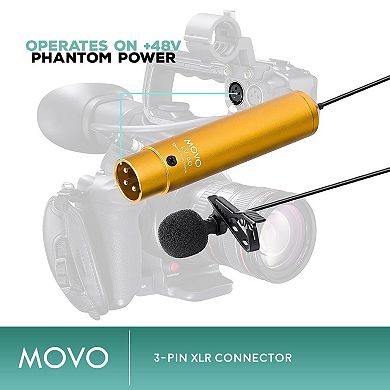 Movo LV-6 Omnidirectional XLR Lavalier Mic - Phantom Powered