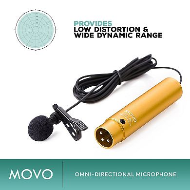 Movo LV-6 Omnidirectional XLR Lavalier Mic - Phantom Powered