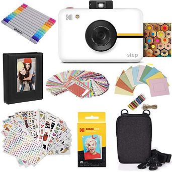 Kodak Step Digital Instant Camera Starter Bundle with Photo Paper, Case, Photo Album, Markers & More