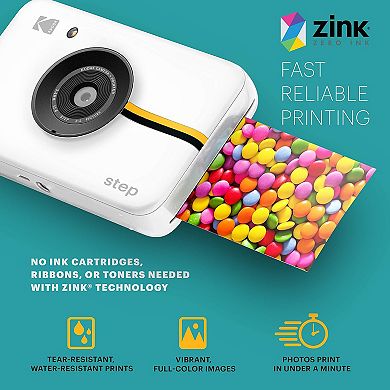 Kodak Step Digital Instant Camera Starter Bundle with Photo Paper, Case, Photo Album, Markers & More