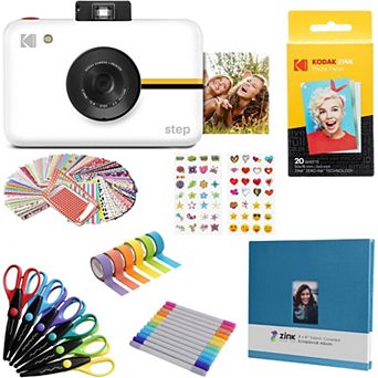 Kodak Step Digital Instant Camera Scrapbook Bundle with Zink Photo Paper, Photo Album Markers & More