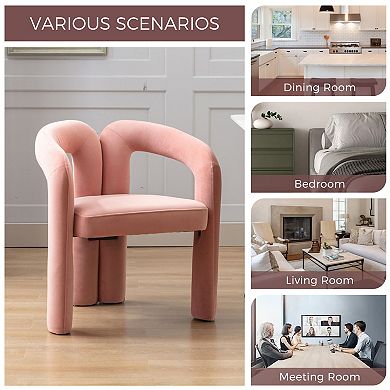 Contemporary Designed Velvet Fabric Upholstered Accent Dining Chair