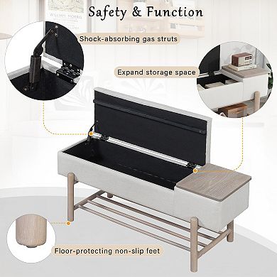 Upholstered Storage Bench with Hidden Compartment