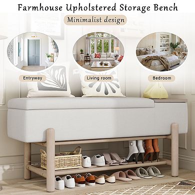 Upholstered Storage Bench with Hidden Compartment