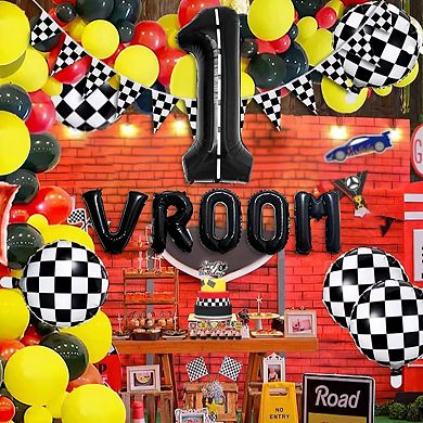 Race Car Party Decorations Balloon Garland Kit 134pcs for Racing Theme Birthday Bash
