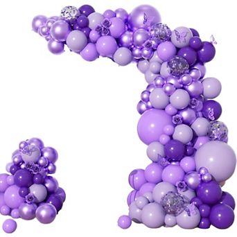 Purple Balloon Garland Arch Kit 136 pcs, Metallic & Confetti Balloons for Wedding & Birthday