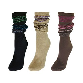 Women's Slouch or Knee High Organic Cotton 3 Pair Pack Socks
