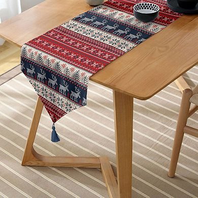 Christmas and Holiday Colorful Table Runners with Tassel, Great for Festive Décor