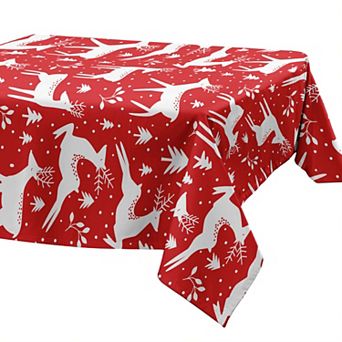Christmas Tablecloth Stain-Resistant Fabric, Wrinkle-Free Table Cover for Kitchen Décor