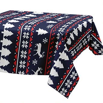 Christmas Tablecloth Stain-Resistant Fabric Table Cover for Kitchen Décor