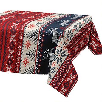Christmas Tablecloth Stain-Resistant Fabric Table Cover for Dining Room Décor