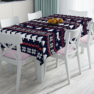 Christmas Tablecloth Stain-Resistant Fabric Table Cover for Dining Room or Kitchen Décor
