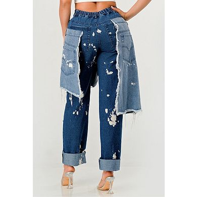 Two-tone Distressed Denim Jeans