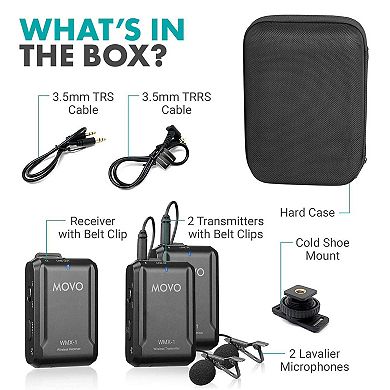 Movo WMX-1-DUO 2.4GHz Dual Wireless Lavalier Microphone System