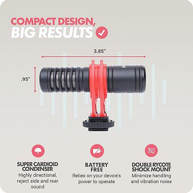 Movo VXR10-PRO Supercardioid Shotgun Microphone for Cameras and Smartphones