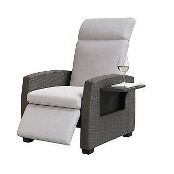 Outdoor Wicker Recliner Chair, Patio Recliner with Independently Adjustable Backrest and Footrest