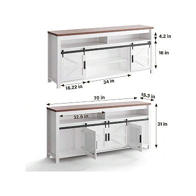 55-65" Wood Media Console TV Stand with Storage