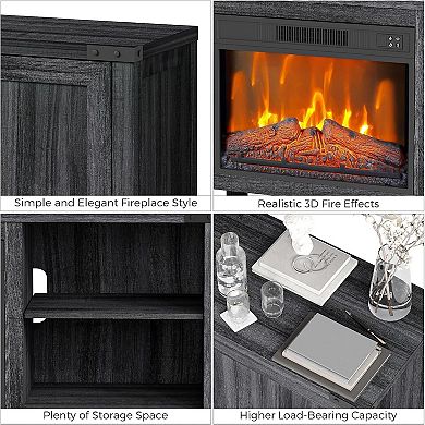 67" Electric Fireplace TV Stand with Remote, Black