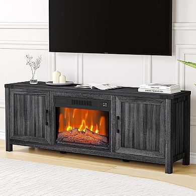 67" Electric Fireplace TV Stand with Remote, Black