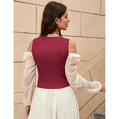 Women's Pirate Renaissance Vest Cosplay Costume Steampunk Bodice Corset Steampunk Waistcoat