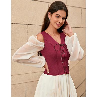 Women's Pirate Renaissance Vest Cosplay Costume Steampunk Bodice Corset Steampunk Waistcoat